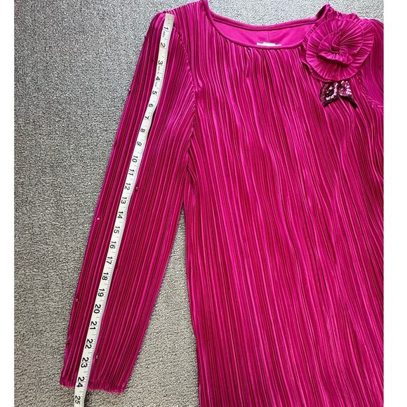 Vintage After Dark Dress Womens Medium Cocktail Micro Pleated Tiered Pink - Picture 10 of 10